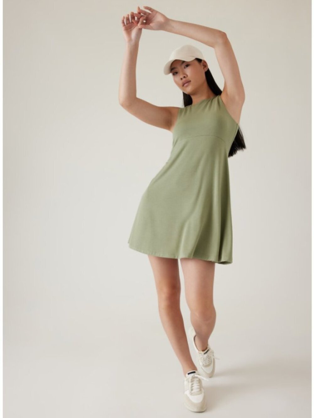 Athleta Santorini Thera Dress in Eucalyptus Olive Modal Jersey Size 1X